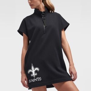 Women's DKNY Sport Black New Orleans Saints Donna Fleece Half-Zip Dress Size L